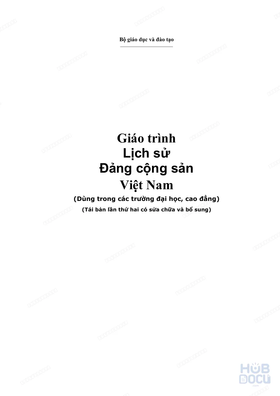Giáo trình Lịch sử Đảng (áp dụng cho các trường ĐH-CĐ)
