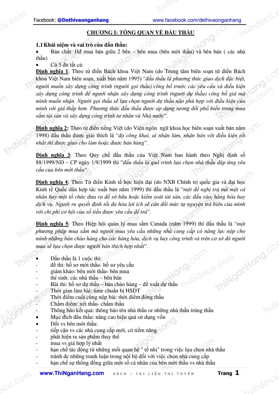 Đề cương ôn tập môn Đấu thầu theo chương