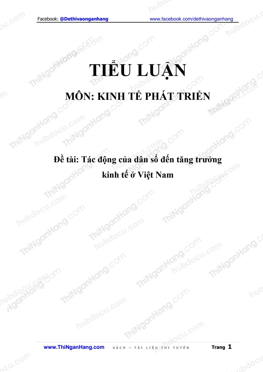 Tiểu luận - Tác động của dân số đến tăng trưởng kinh tế ở Việt Nam
