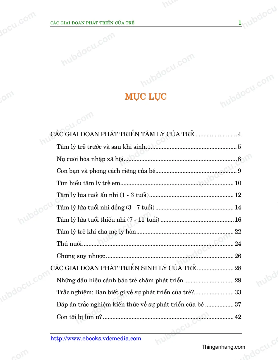 Các giai đoạn phát triển của trẻ