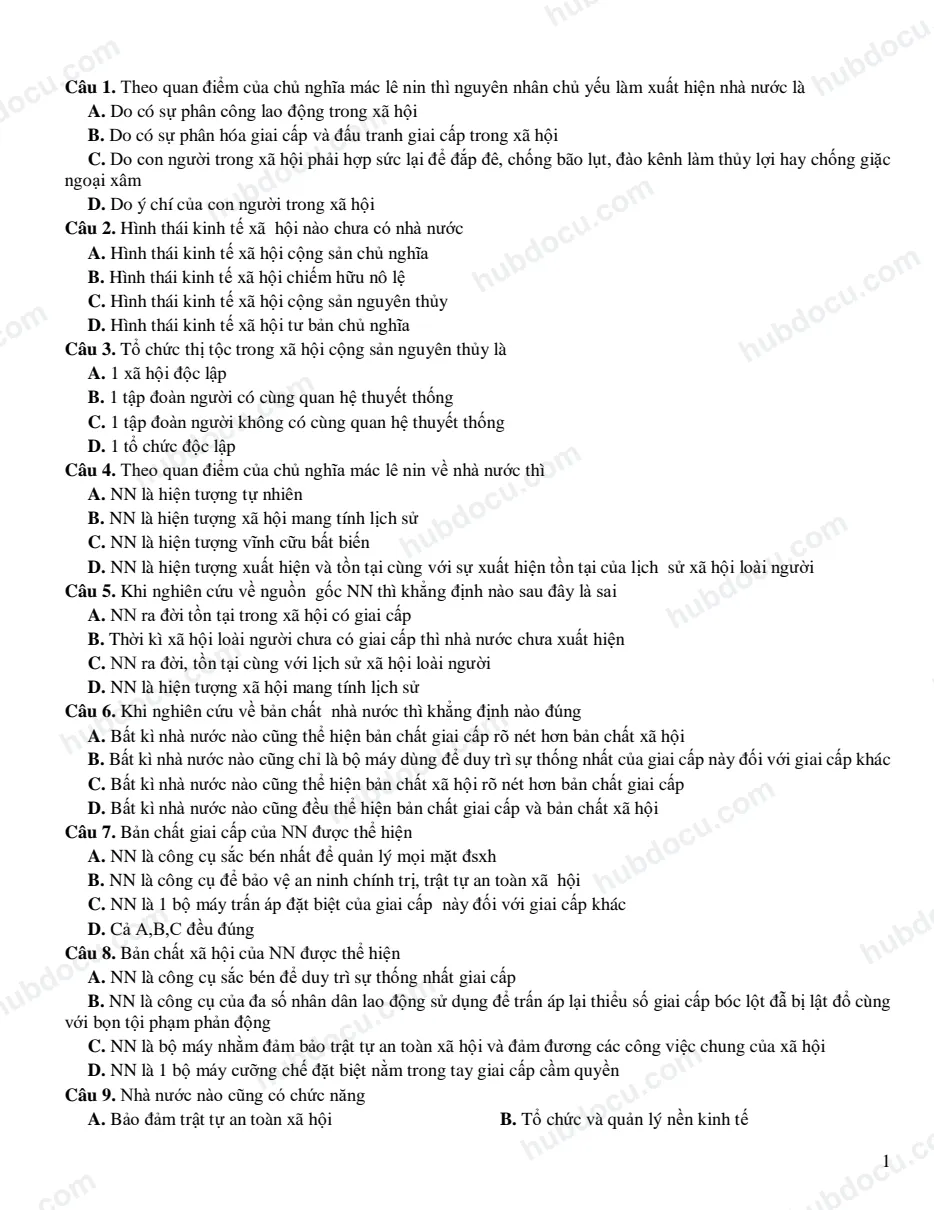 224 câu trắc nghiệm Pháp Luật Đại Cương (kèm đáp án)