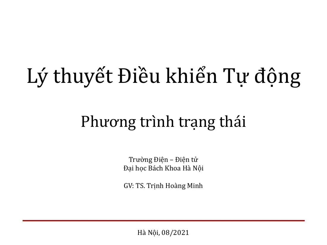 Phương trình trạng thái (08) - Trịnh Hoàng Minh