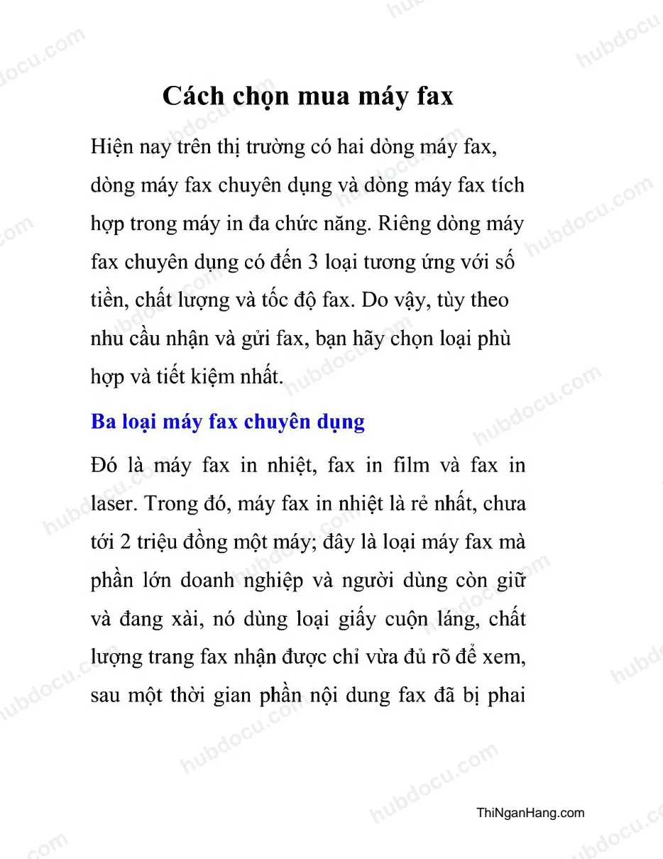 Cách chọn mua máy fax
