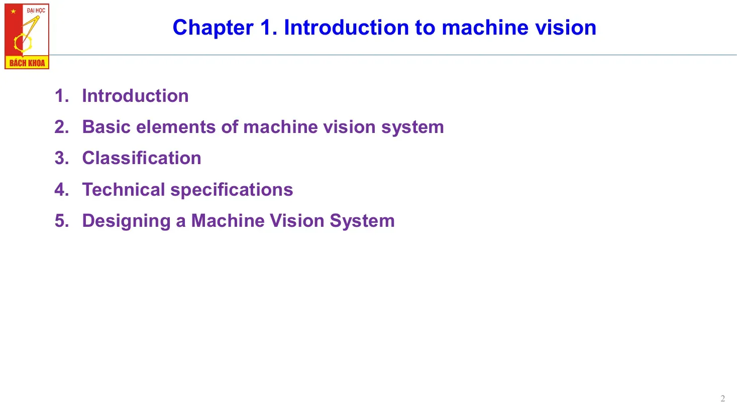 Introduction to machine vision (Chapter 1)