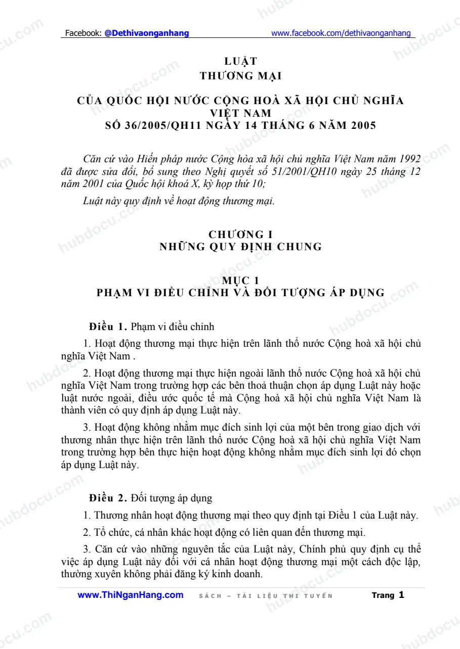 Luật thương mại 2005 - Ngày 14-6-2005