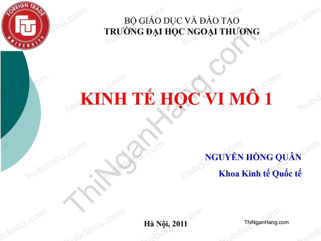 Slide Kinh tế vi mô 1 chương 1: Kinh tế học vi mô và các vấn đề cơ bản trong doanh nghiệp