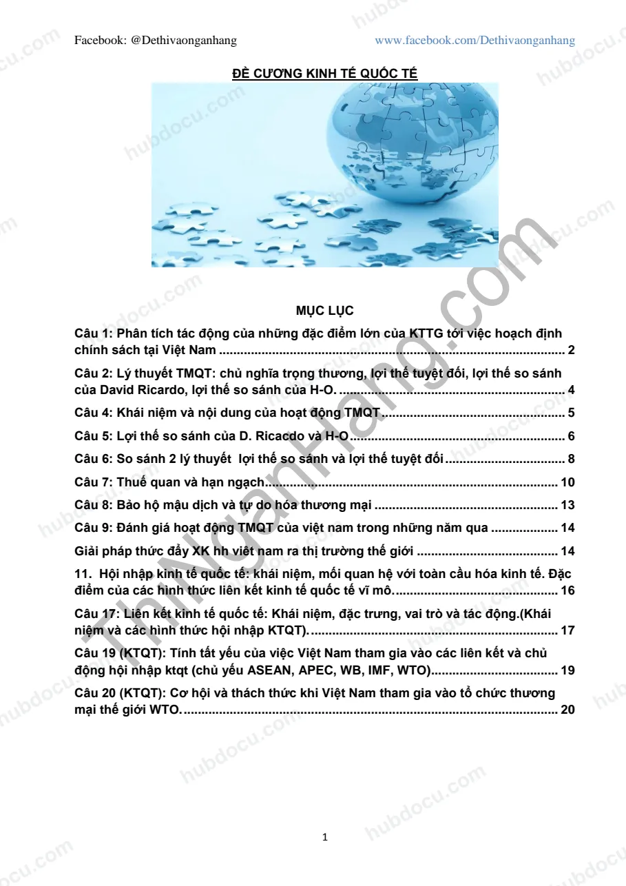 20 câu hỏi tự luận môn Kinh tế quốc tế (Kèm Đáp án)