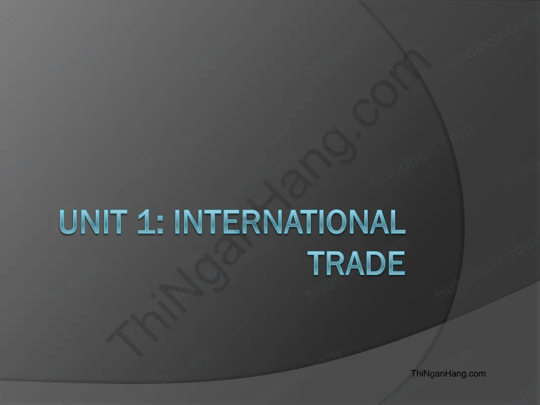 English Economics: International Trade