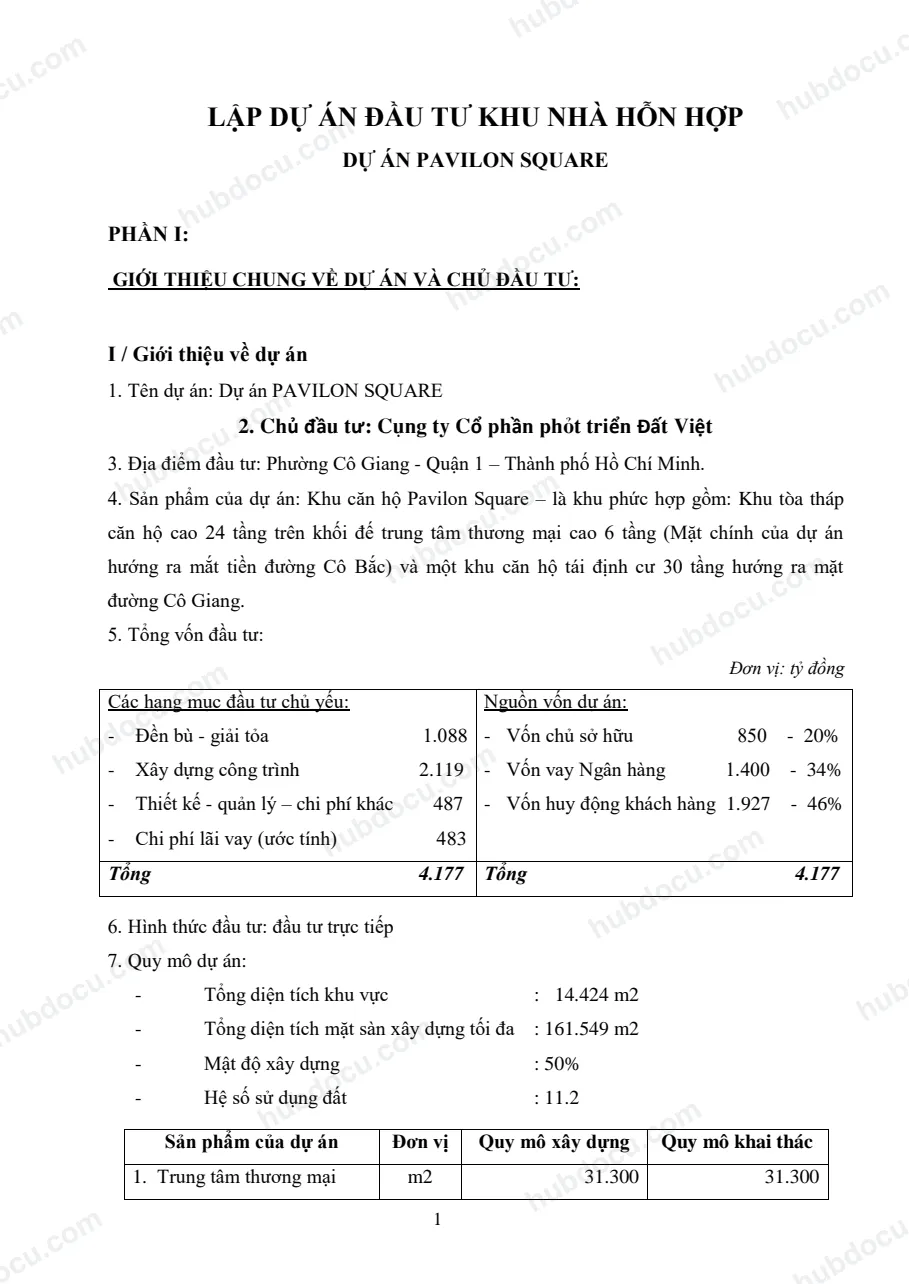 Lập dự án đầu tư xây dựng nhà hỗn hợp