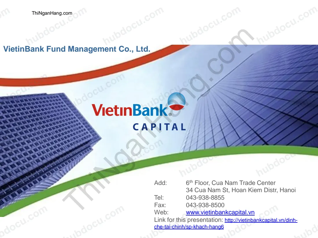 Slide giới thiệu sản phẩm - dịch vụ của VietinBank Capital