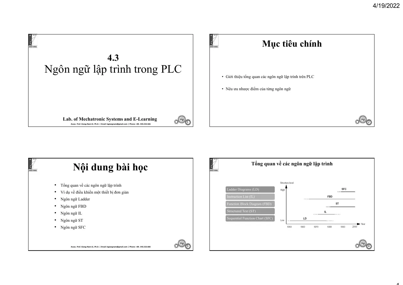 Programming Languages in PLC (4.3) - Assoc. Prof. Giang-Nam LE, Ph.D