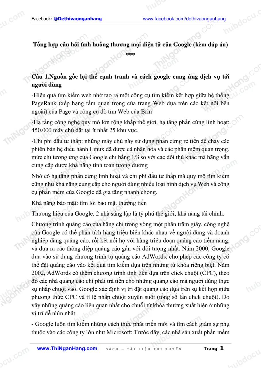 Tổng hợp câu hỏi tình huống Thương mại điện tử của Google (kèm Đáp án)