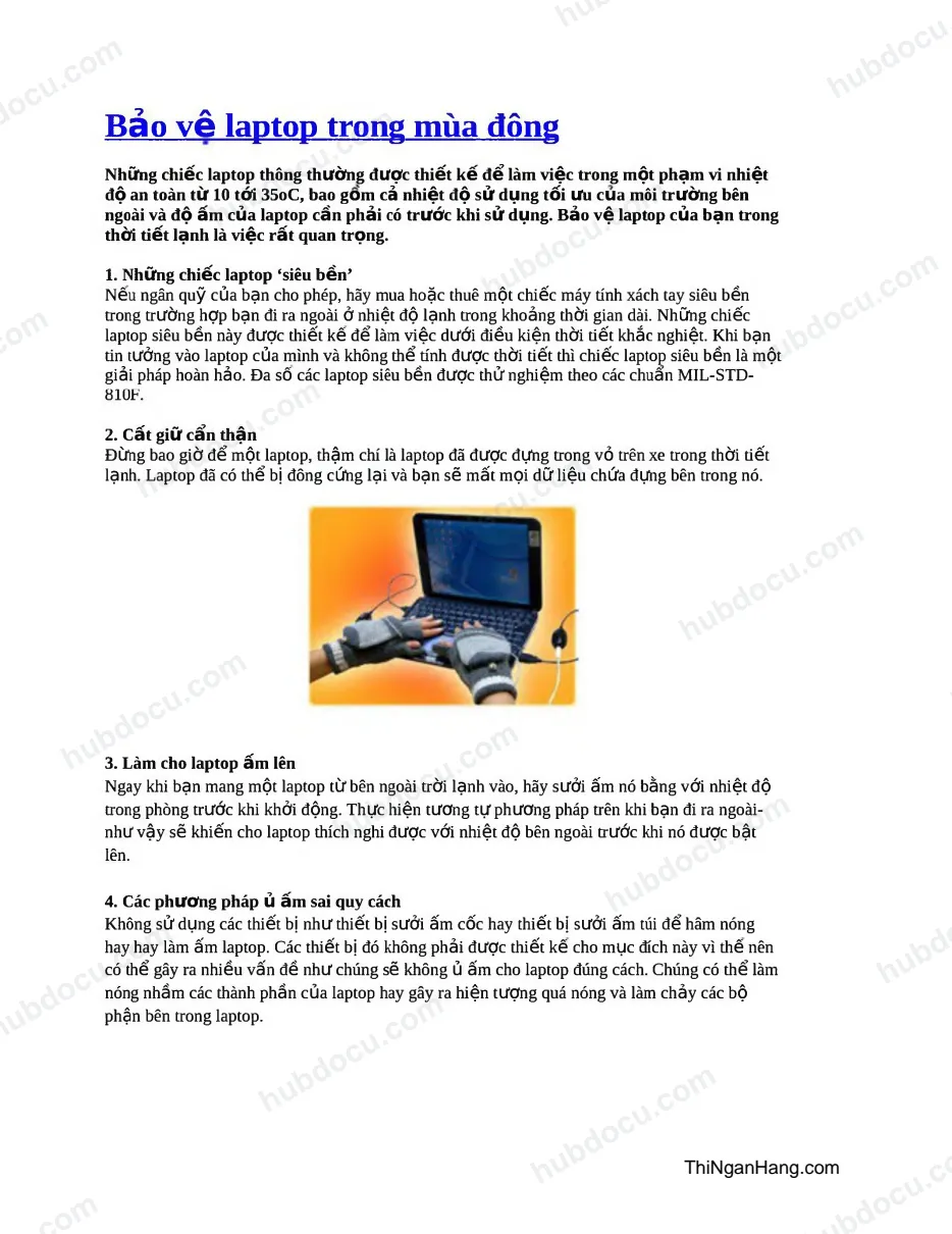 Bảo vệ Laptop trong mùa đông