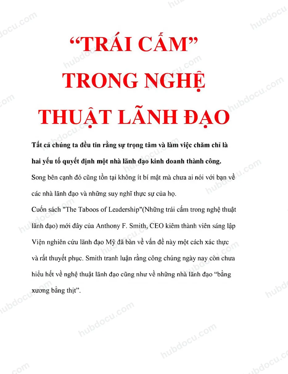 Trái cấm trong nghệ thuật lãnh đạo