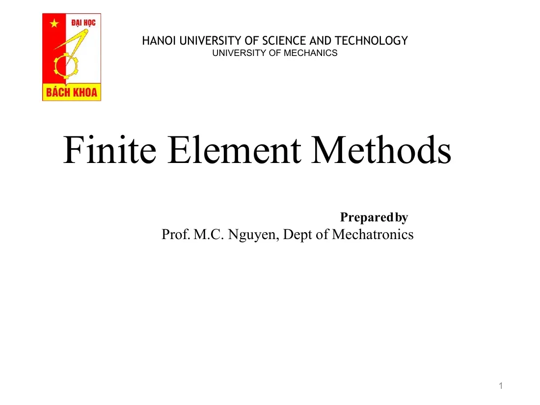 Finite Element Methods (UNIT - 1) - M.C. Nguyen