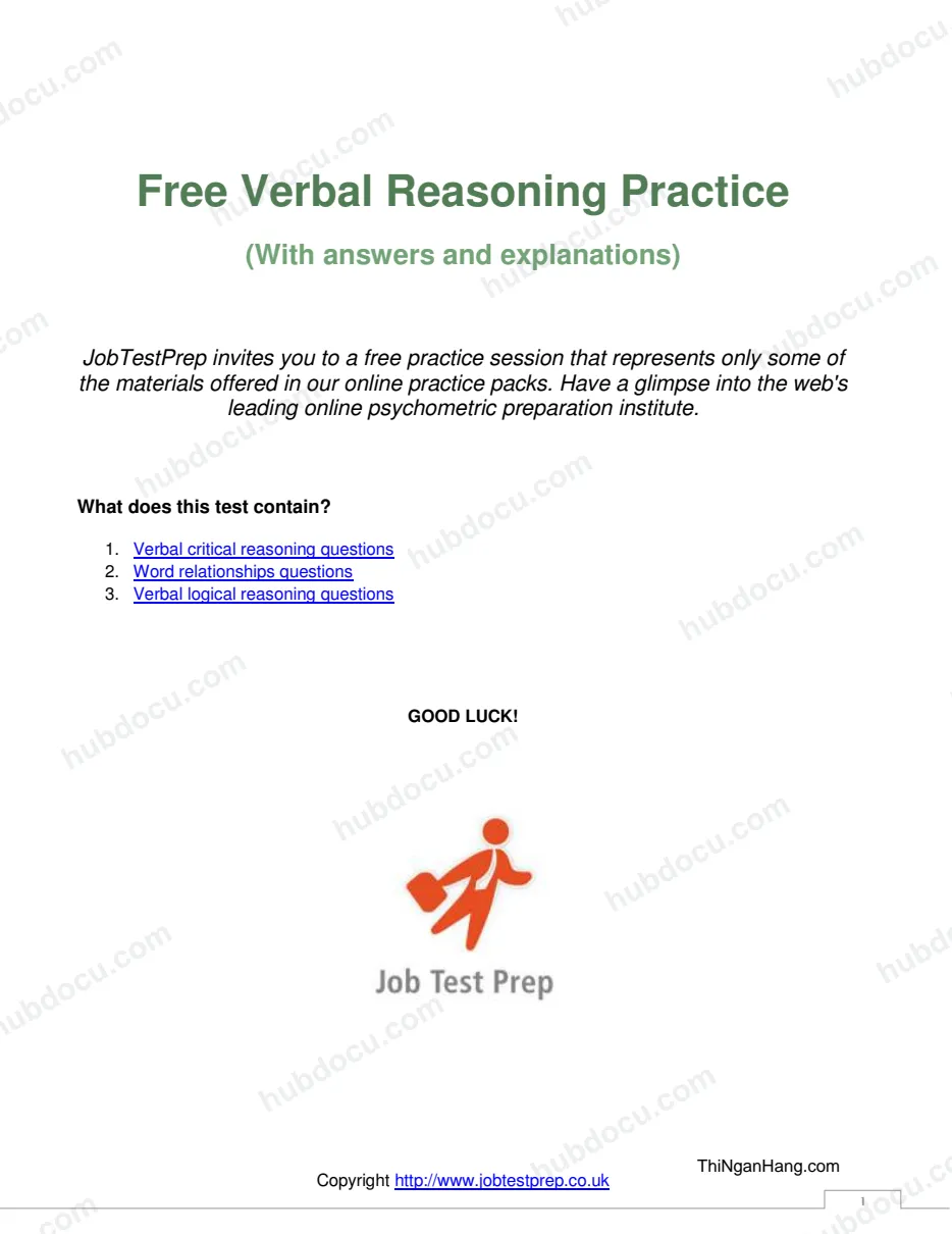 Free Verbal Reasoning Practice (With answers and explanations)