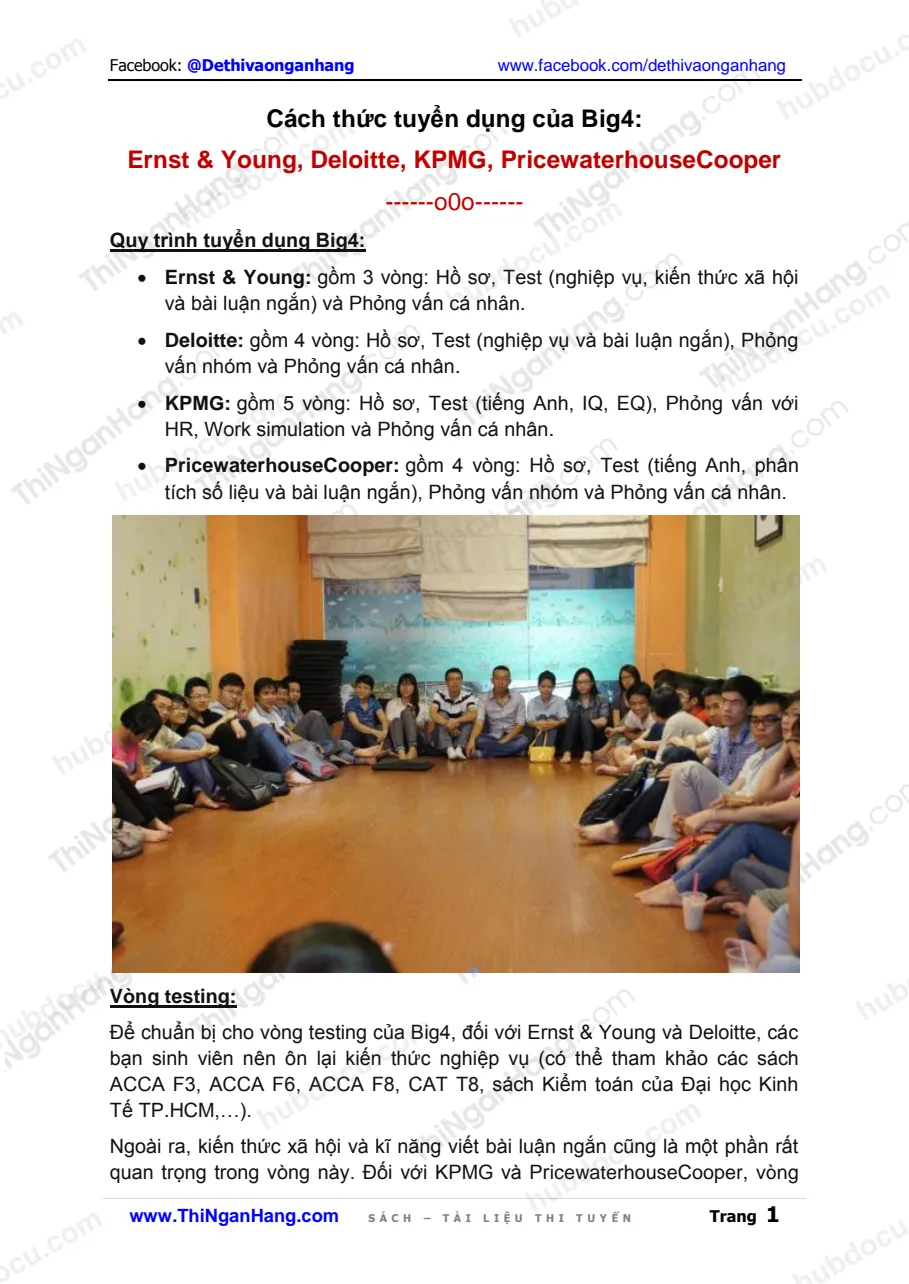 Cách thức tuyển dụng của Big4: Ernst & Young, Deloitte, KPMG, PricewaterhouseCooper