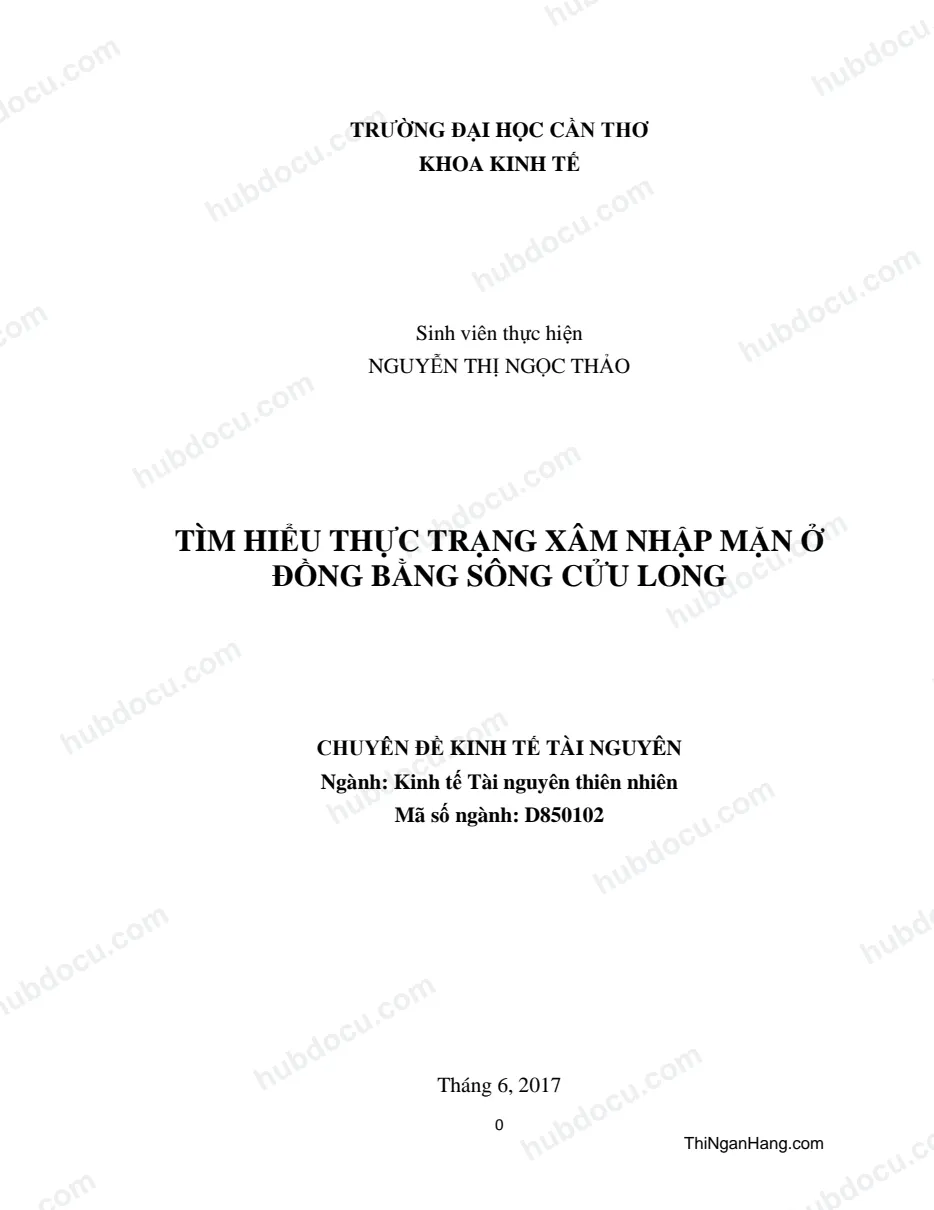 Chuyên đề xâm nhập mặn