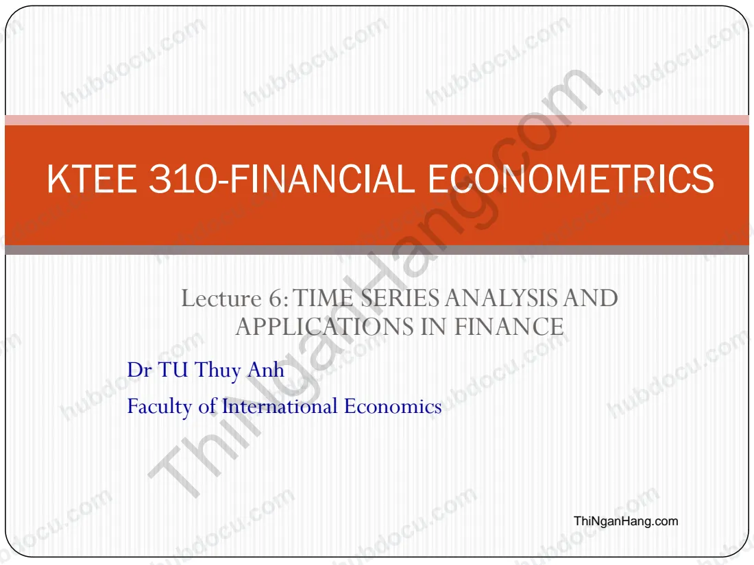Slide Kinh tế lượng: Lecture 9- Time Series