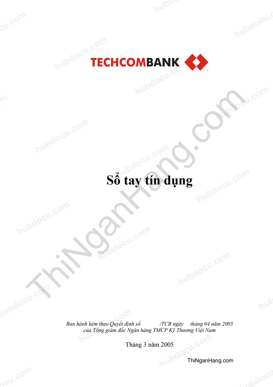 Sổ tay tín dụng Techcombank - NH Kỹ thương (Bản Full)