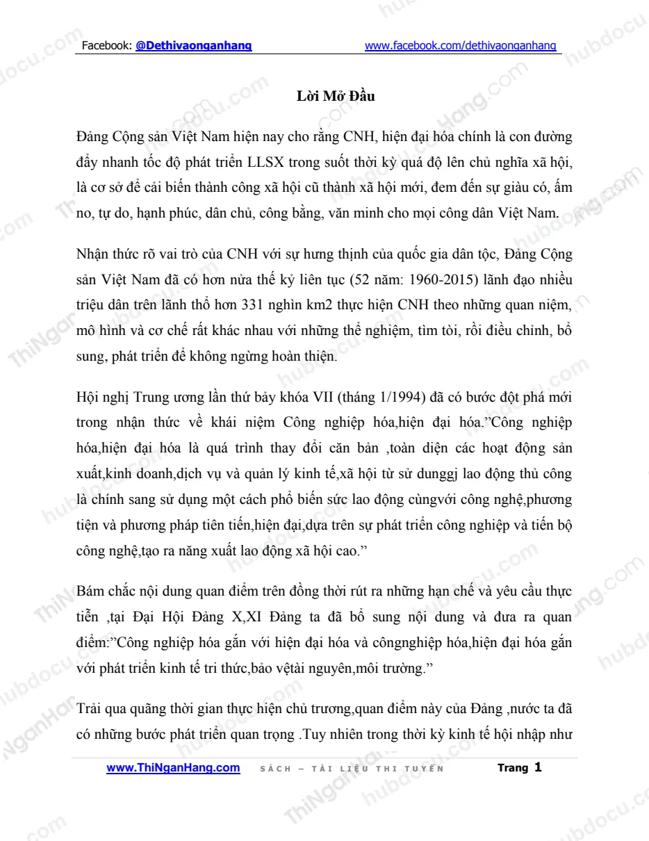 (Tiểu luận) CNH gắn với HĐH và phát triển kinh tế tri thức bảo vệ tài nguyên môi trường