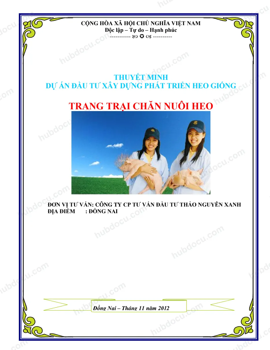 Dự án đầu tư xây dựng phát triển heo giống