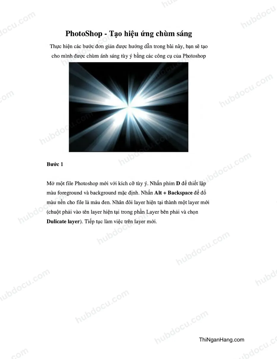 Photoshop - Tạo hiệu ứng chùm sáng