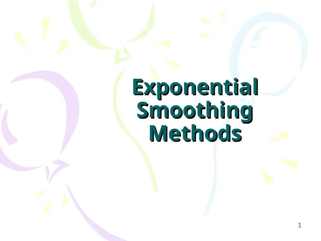 Exponential Smoothing Methods (Chapter 1) (Các phương pháp làm mịn hàm mũ) - Omar ElKheshen