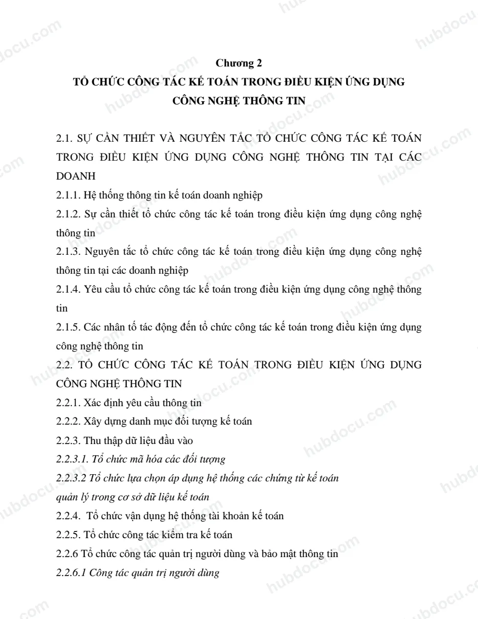 Chương 2 - Tổ chức công tác kế toán trong điều kiện ứng dụng công nghệ thông tin