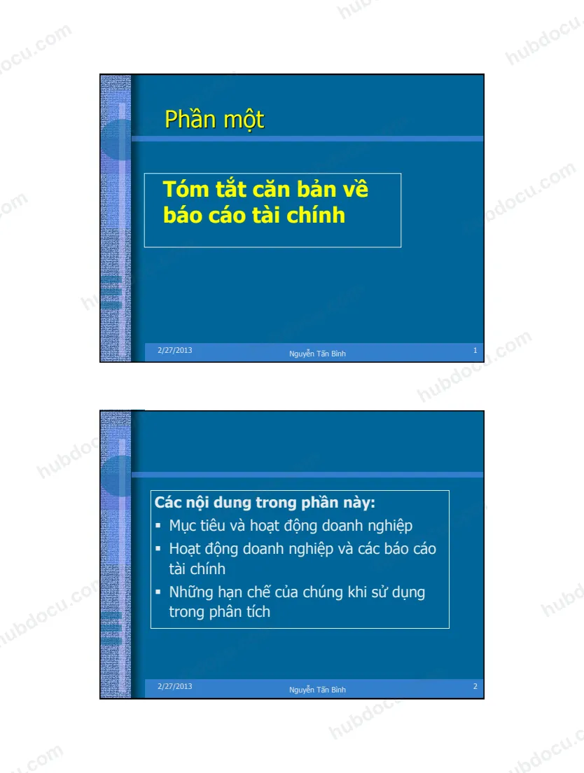 Tóm tắt căn bản về báo cáo tài chính