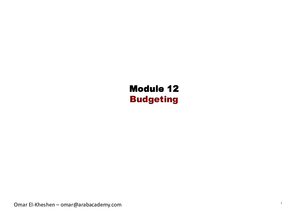 Budgeting (Lập ngân sách) - Act 12 - Omar ElKheshen