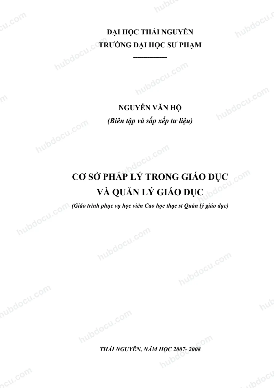 Giáo trình - Cơ Sở Pháp Lý Trong Giáo Dục Và Quản Lý Giáo Dục