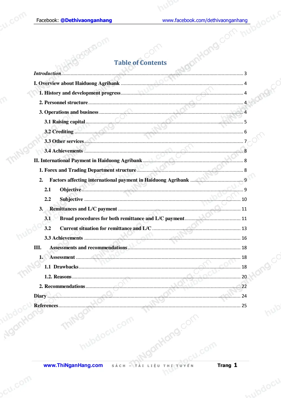 Internship report - International Payment in Hai Duong Agribank