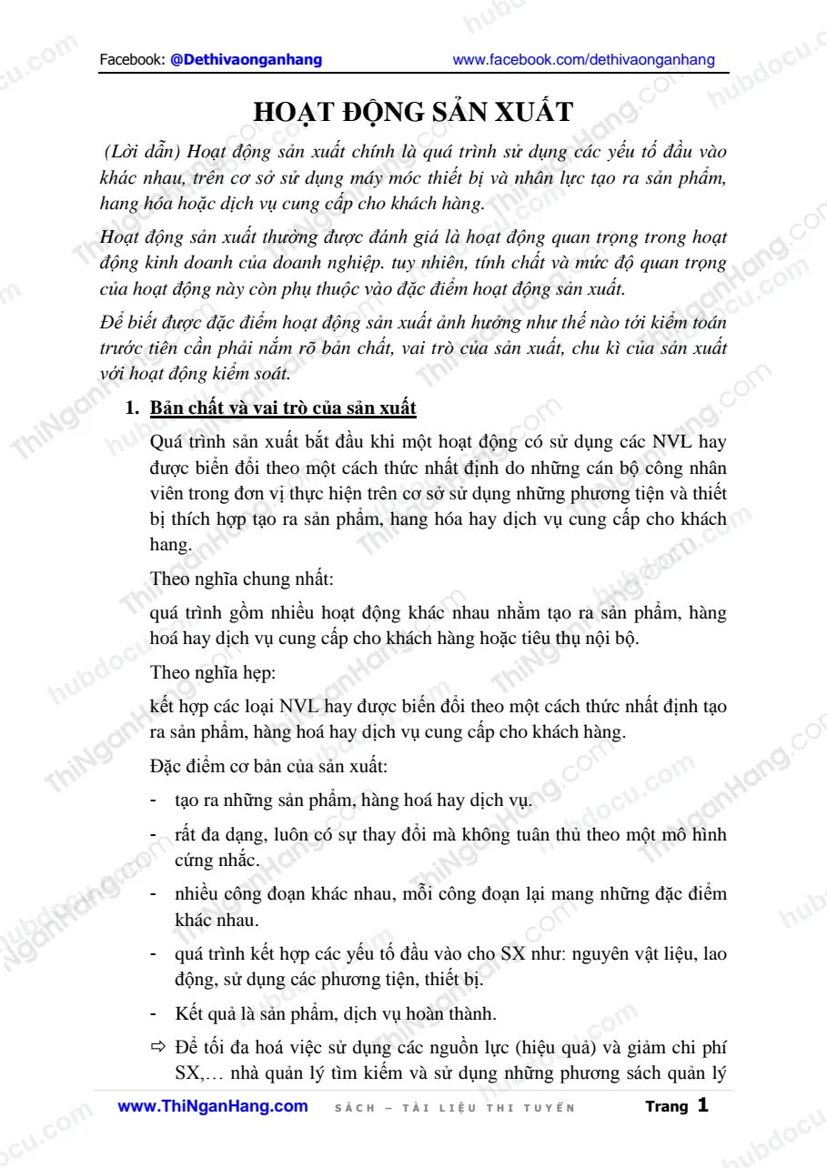 Hoạt động sản xuất (Kiểm toán hoạt động)