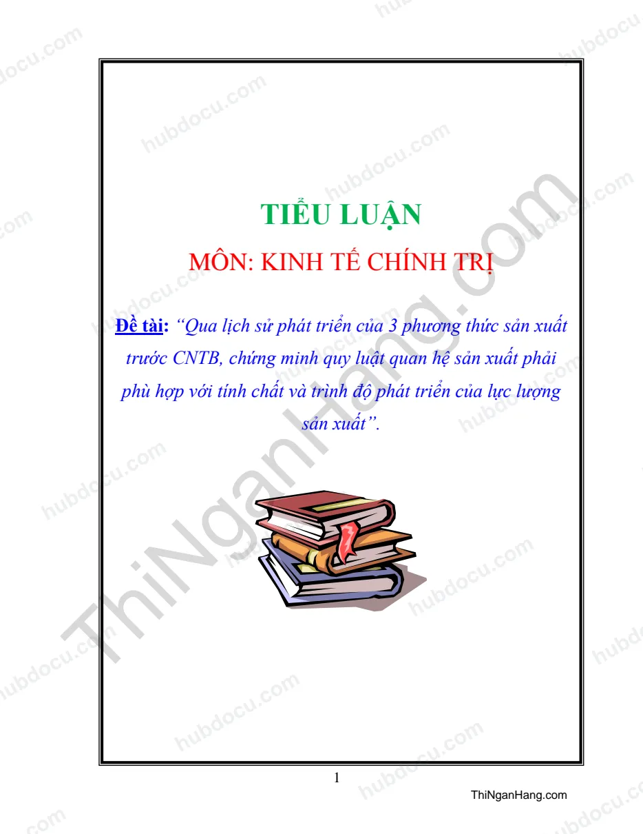 Tiểu luận - Quy luật Quan hệ sản xuất phù hợp với tính chất và trình độ phát triển của Lực lượng sản xuất
