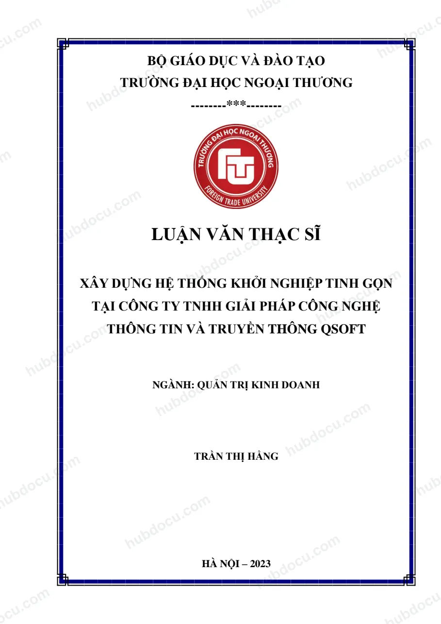 Luận văn thạc sĩ_ Xây dựng hệ thống khởi nghiệp tinh gọn tại công ty TNHH giải pháp CNTT và truyền thông QSOFT