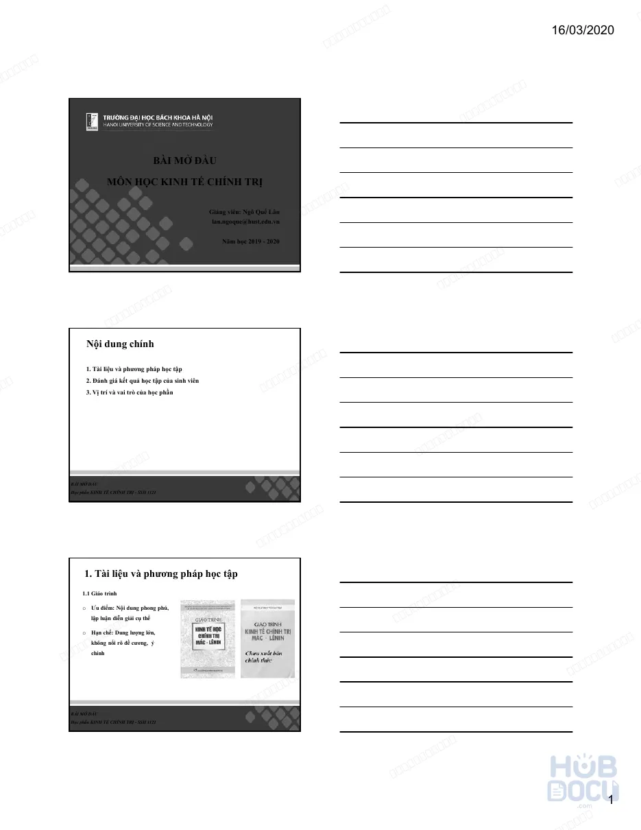 Slide bài giảng Kinh tế Chính trị (HUST) - GV.Ngô Quế Lân