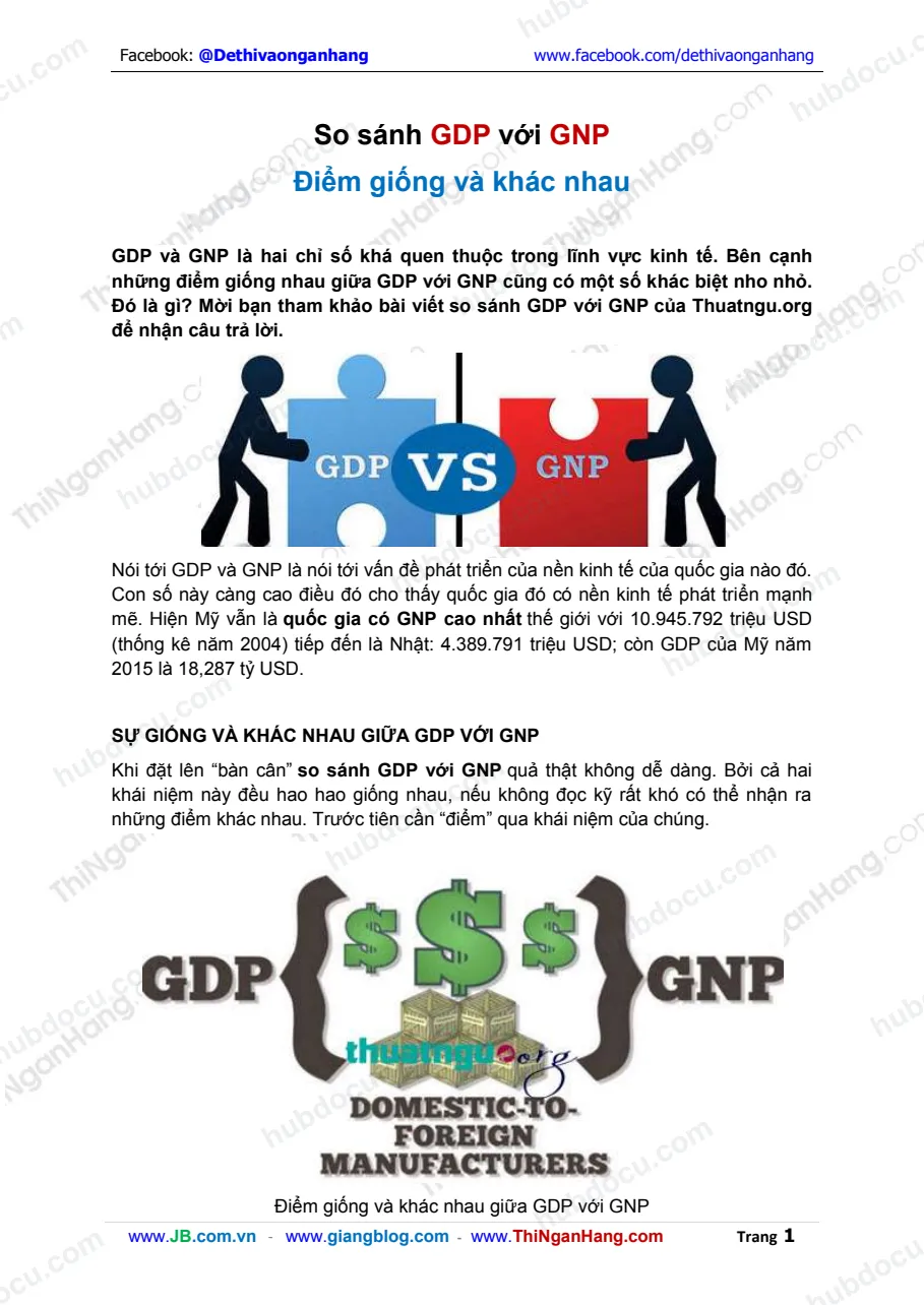 So sánh GDP với GNP - Điểm giống và khác nhau