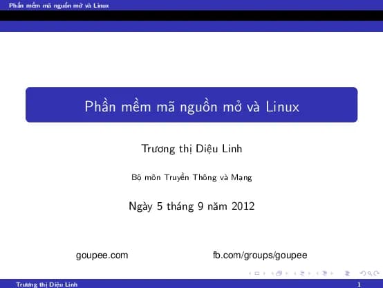 Linux Phần mềm mã nguồn mở - Open source software (HUST) GV. Trương Thị Diệu Linh