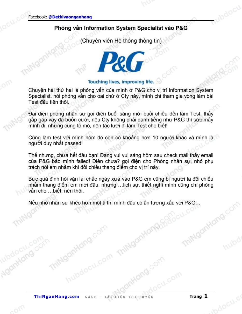 Phỏng vấn CV Hệ thống thông tin - Information System Specialist vào PG