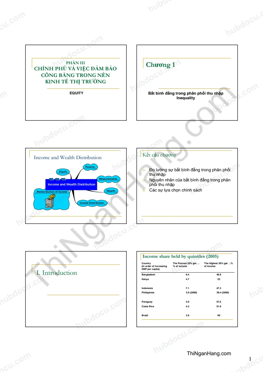 Slide Kinh tế công cộng: Bất bình đẳng trong phân phối thu nhập