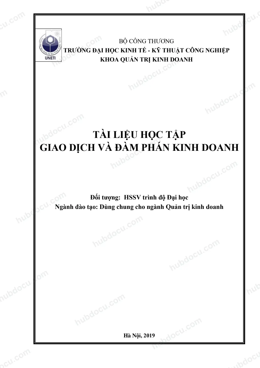 Tài liệu học tập - Giao dịch đàm phán trong kinh doanh