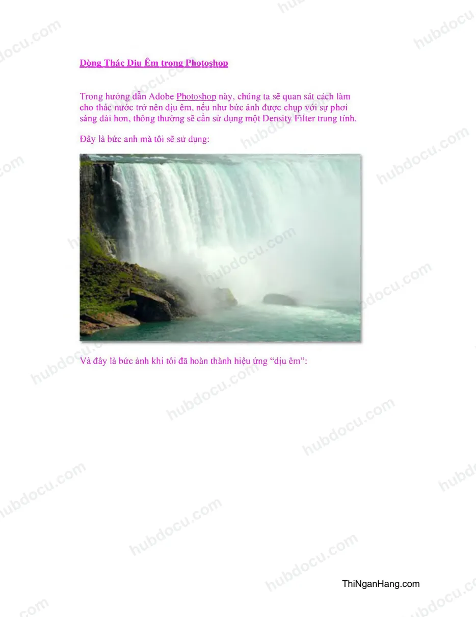 Dòng thác dịu êm trong Photoshop