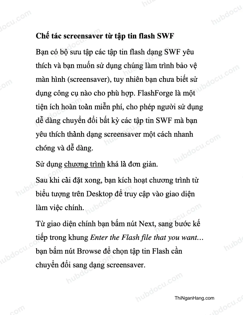 Chế tác Screensaver từ tập tin Flash (.swf)