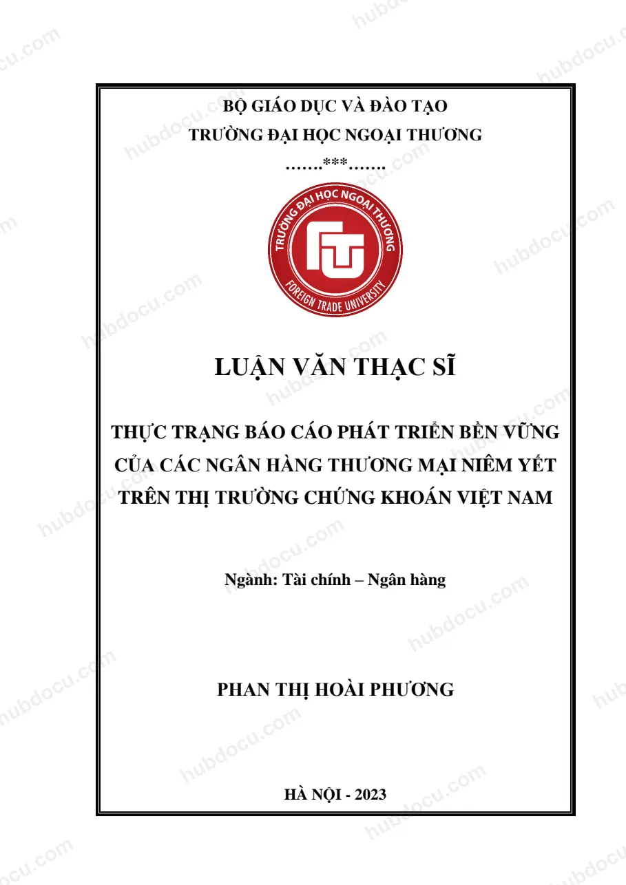 Luận văn thạc sĩ_ Thực trạng báo cáo phát triển bền vững của các NHTM niêm yết trên thị trường chứng khoán VN