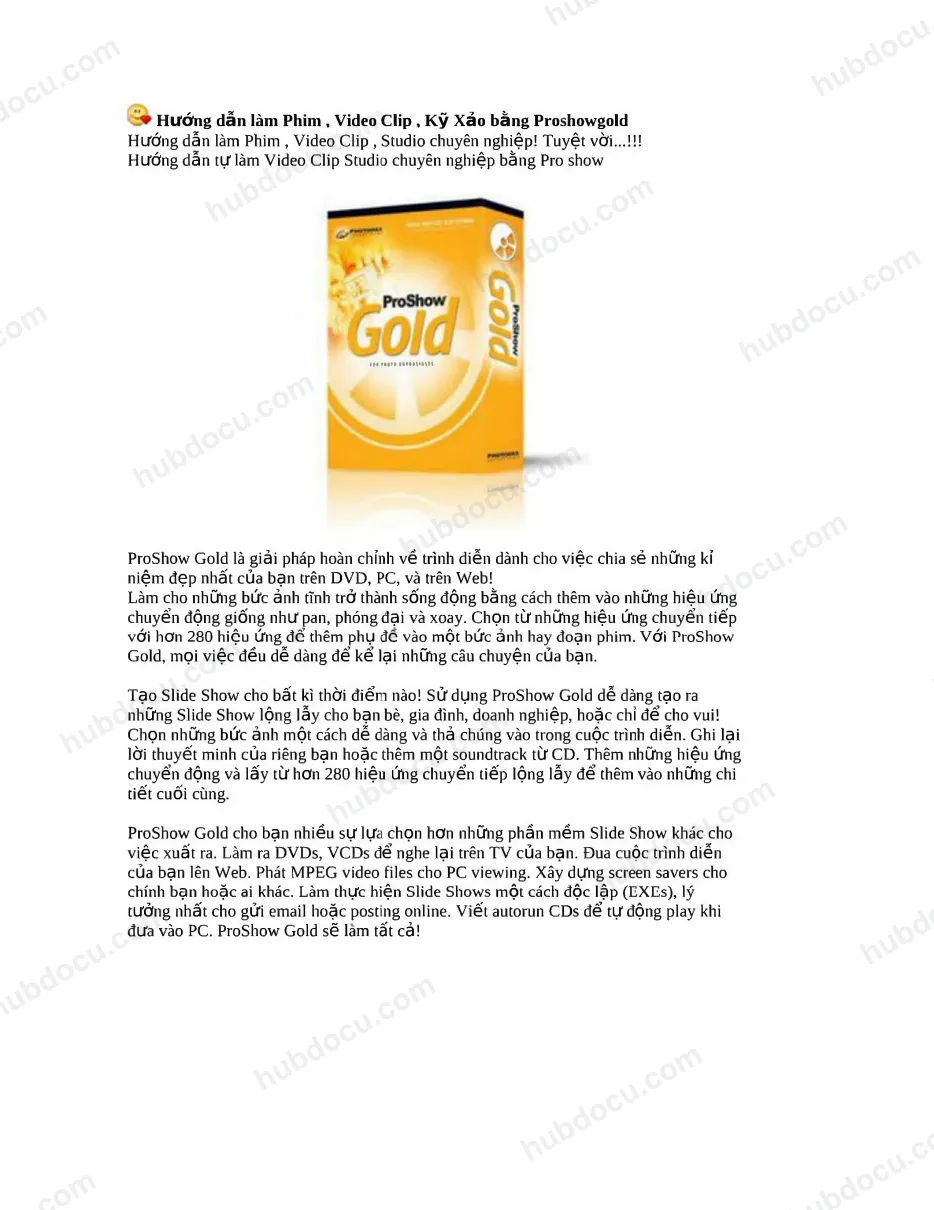 Hướng dẫn làm Phim bằng Proshowgold