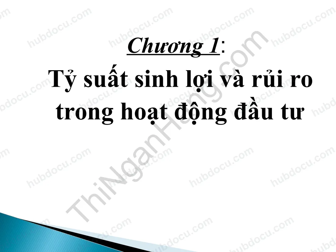 Slide Chương 1. Tỷ suất sinh lời và rủi ro trong hoạt động đầu tư
