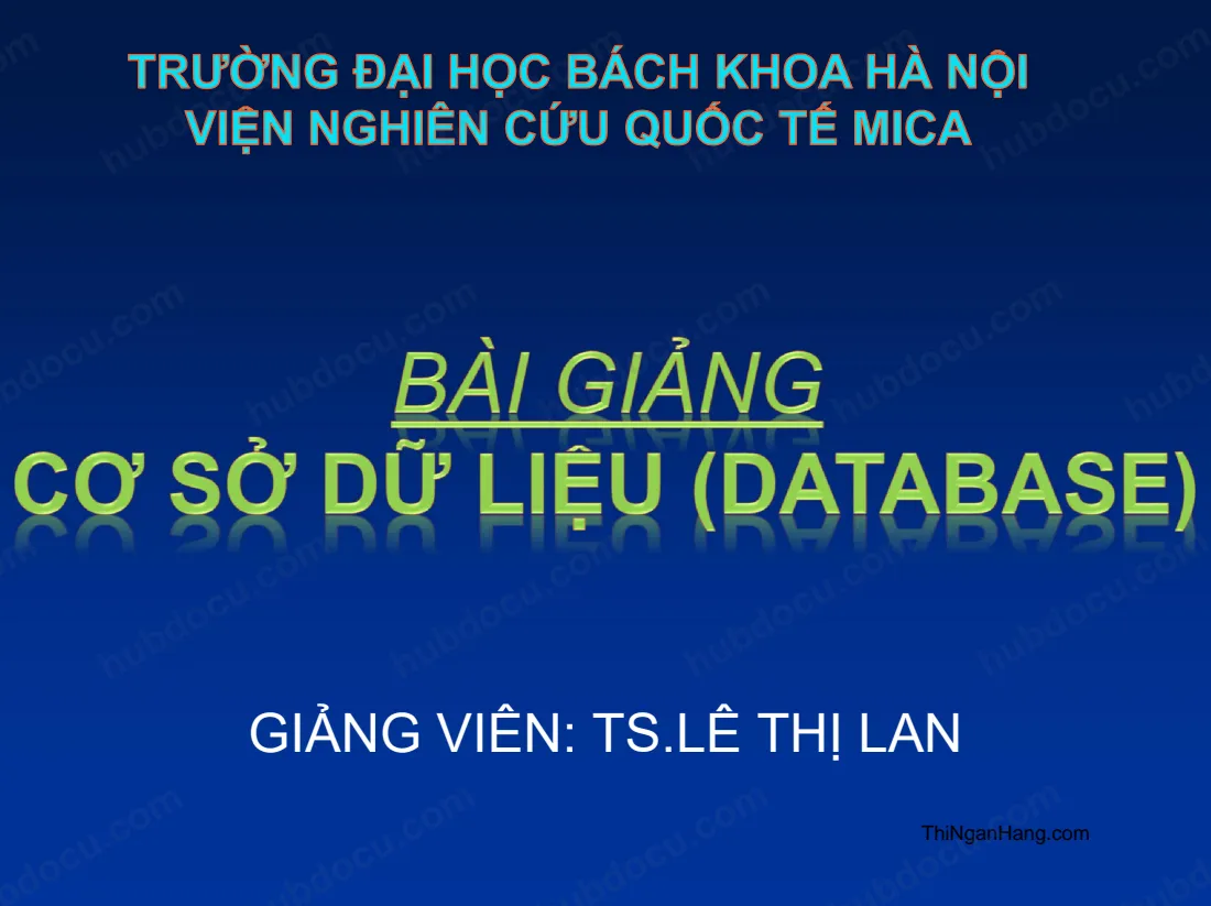 Slide cơ sở dữ liệu - Database