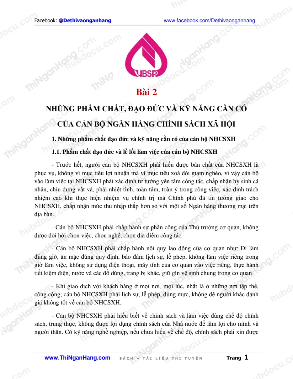 Bài 2. Kỹ năng thuyết trình - Đào tạo CBTD (NH Chính sách xã hội)