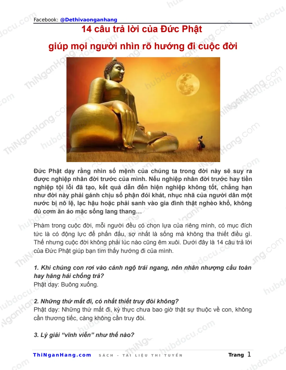 14 câu trả lời của Đức Phật giúp định hướng cuộc đời